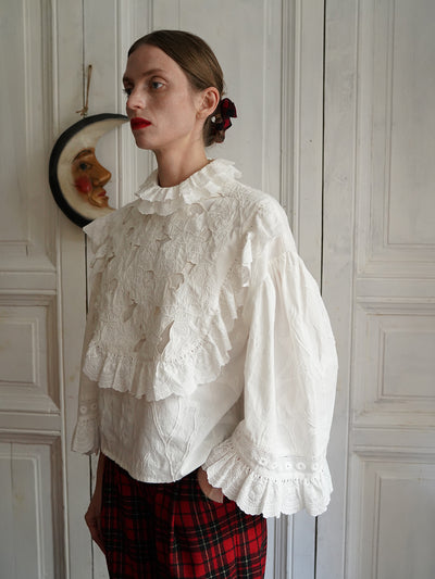 Unlogical Poem Victorian-style Cat Hollow Embroidery Cotton Blouse