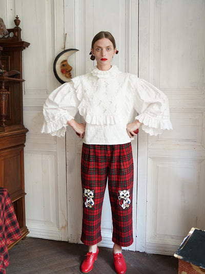 Unlogical Poem Victorian-style Cat Hollow Embroidery Cotton Blouse