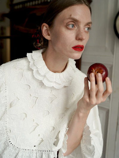 Unlogical Poem Victorian-style Cat Hollow Embroidery Cotton Blouse