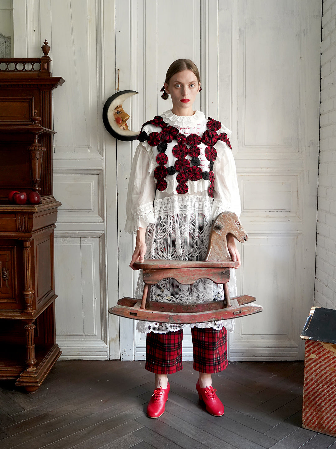 Unlogical Poem Vintage Style Poetry Embroidery Lace Ramie Dress Smock