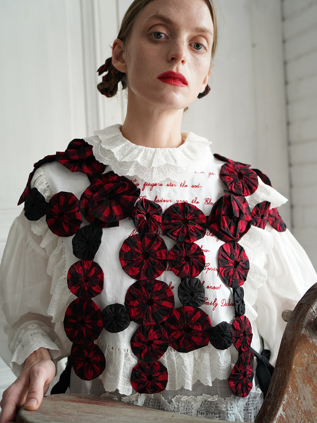 Unlogical Poem Vintage Style Poetry Embroidery Lace Ramie Dress Smock