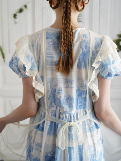 Unlogical Poem Victorian-Style Lace Embroidered Mesh Apron