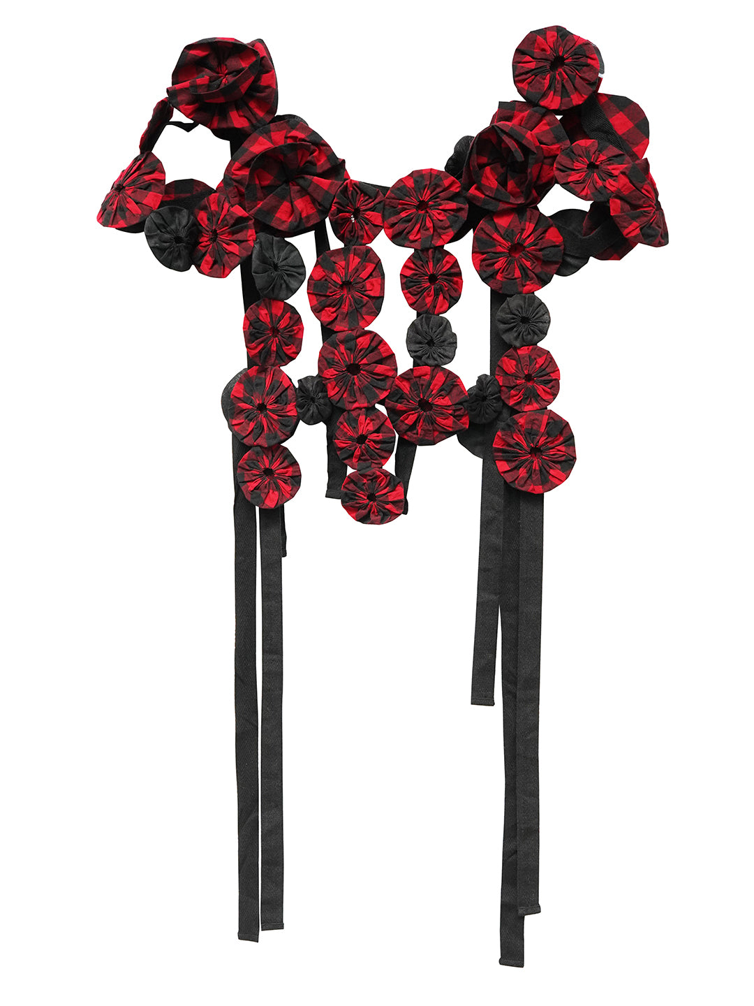 Unlogical Poem Handmade Yoyo Flowers Gingham Smock