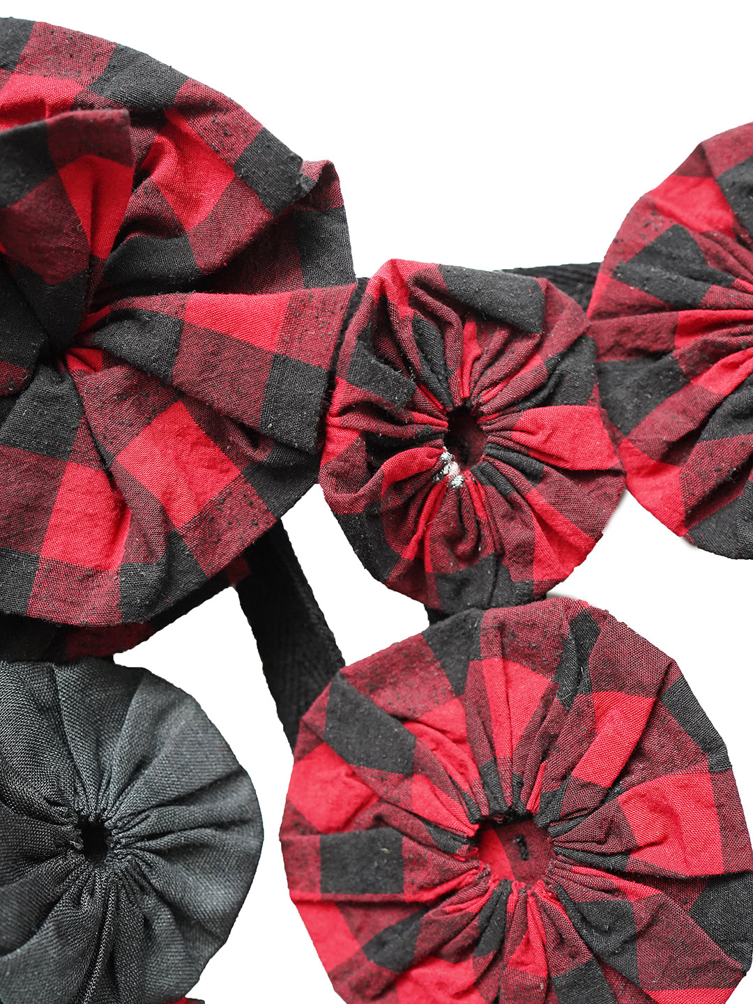 Unlogical Poem Handmade Yoyo Flowers Gingham Smock