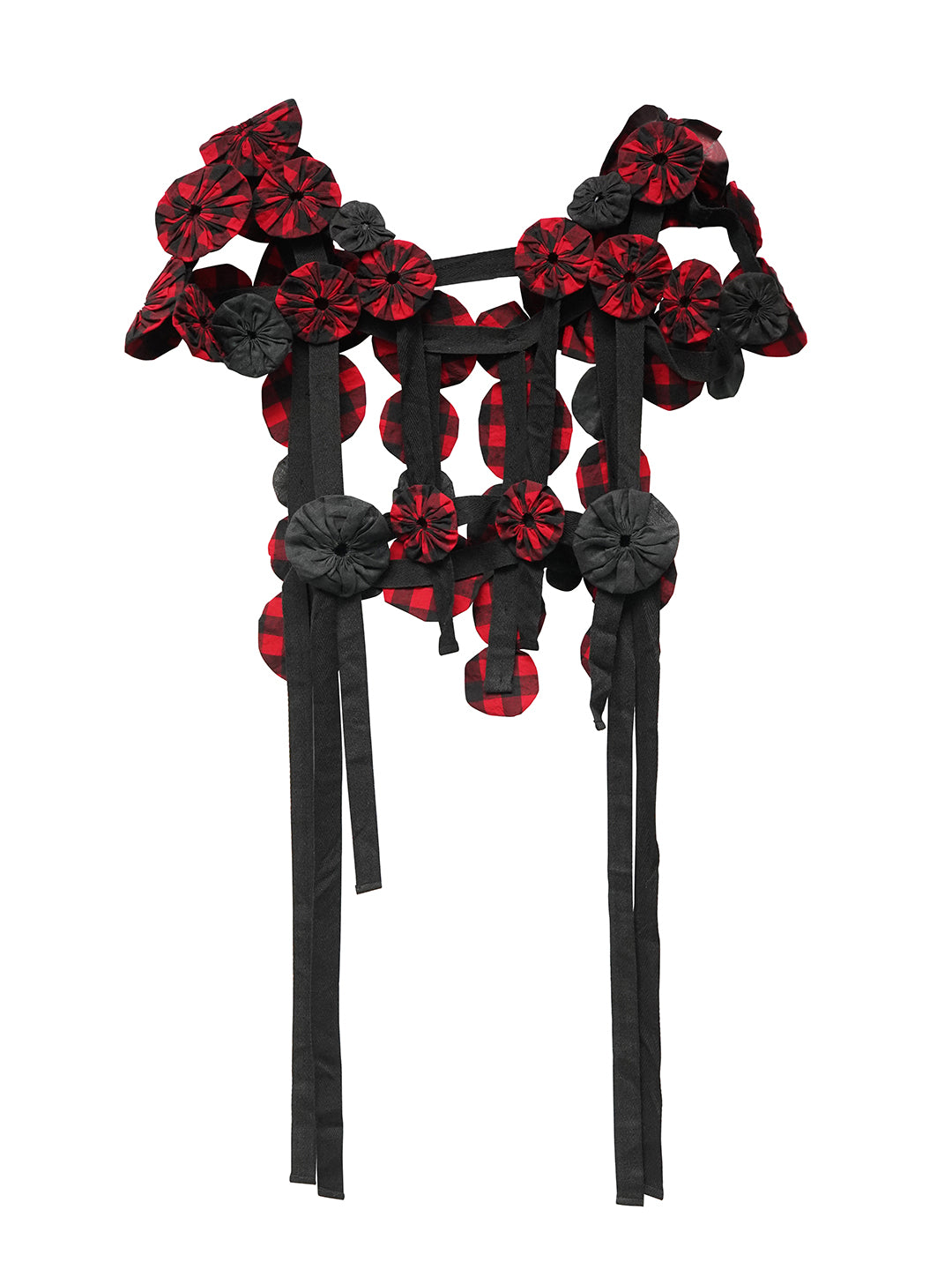 Unlogical Poem Handmade Yoyo Flowers Gingham Smock