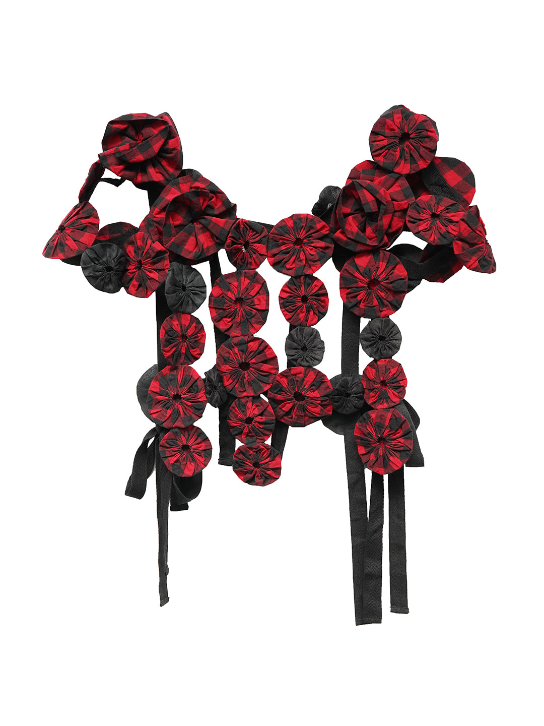 Unlogical Poem Handmade Yoyo Flowers Gingham Smock