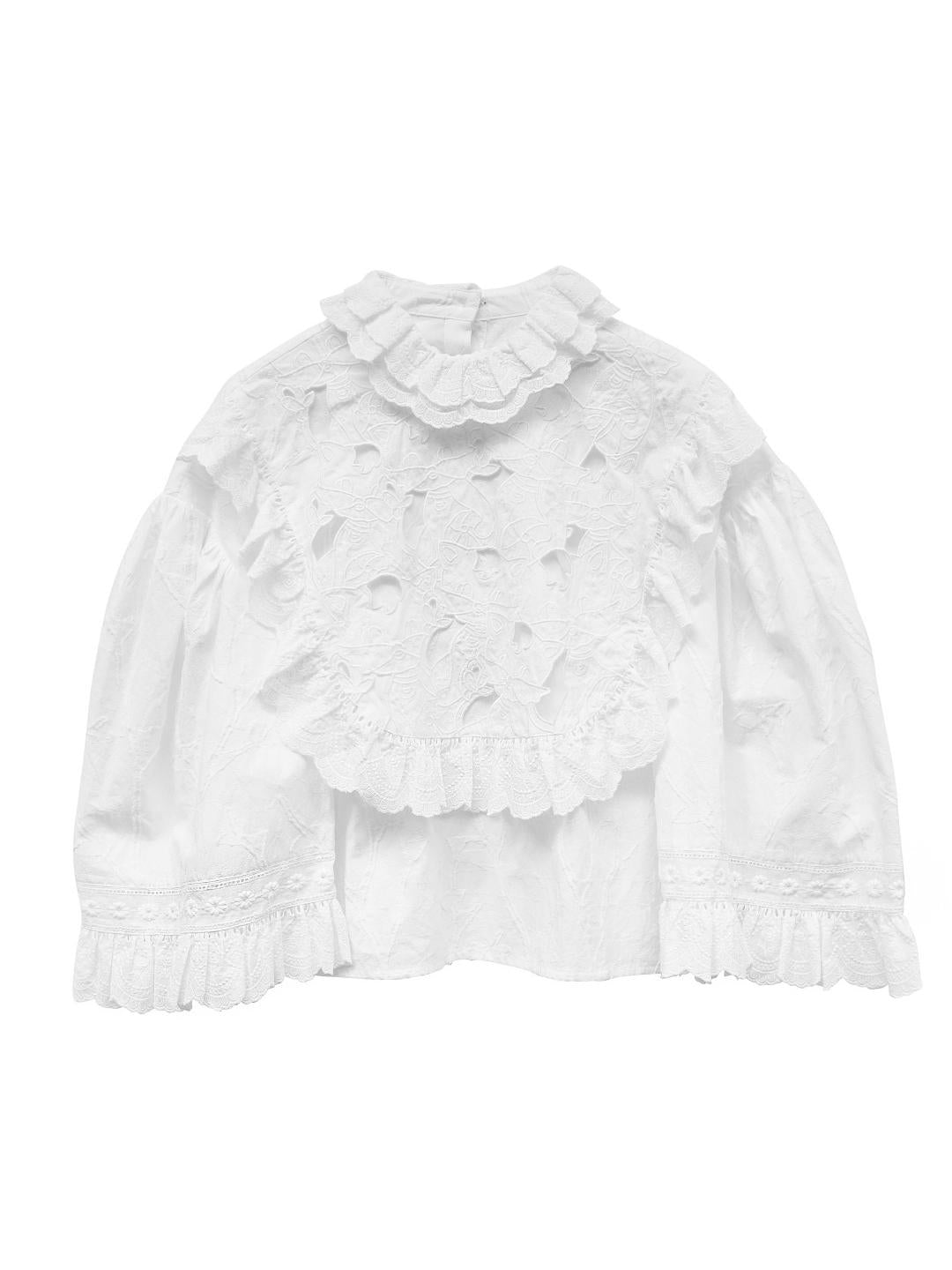 Unlogical Poem Victorian-style Cat Hollow Embroidery Cotton Blouse