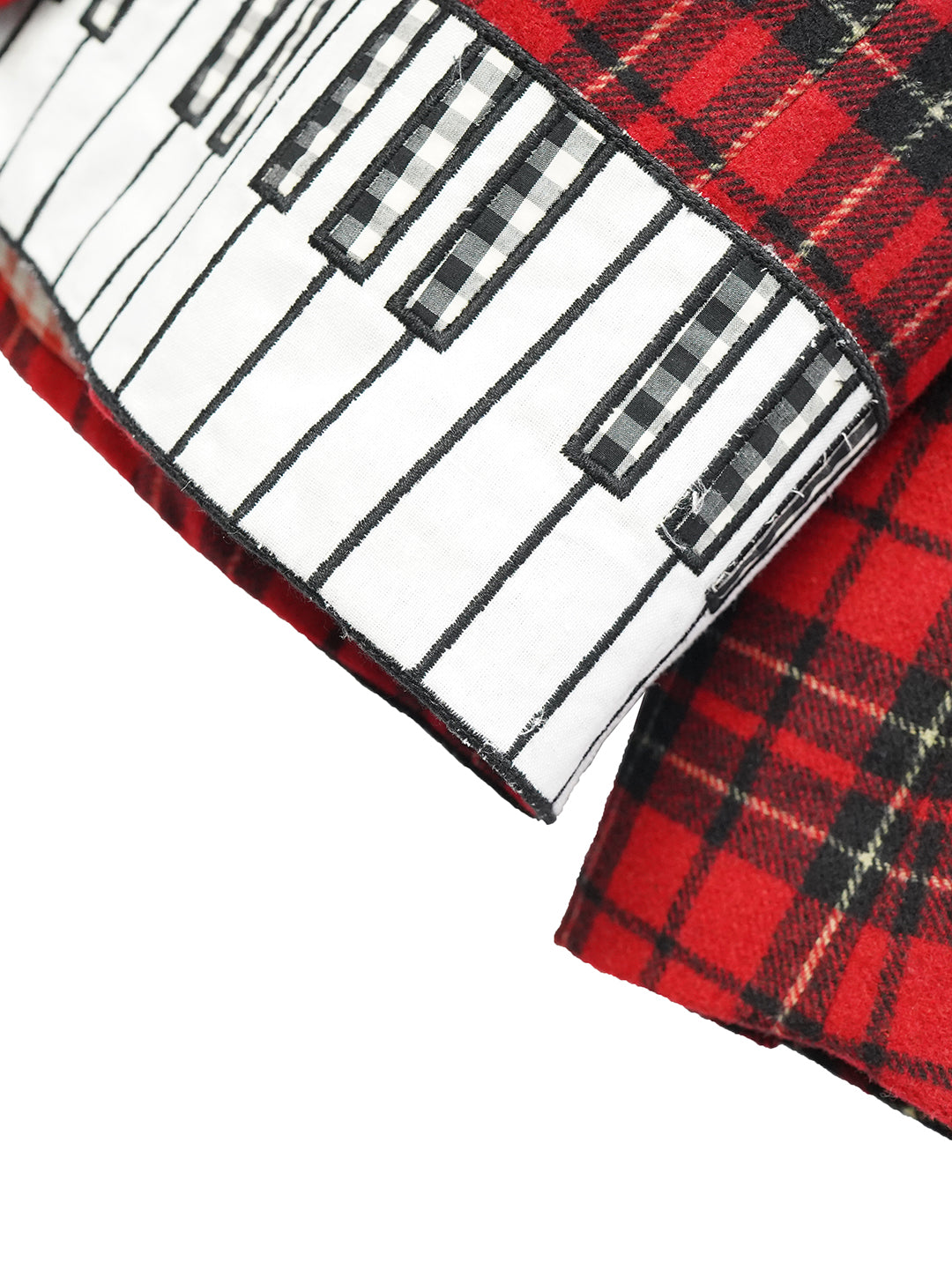 Unlogical Poem Vintage-style Cat Patch Embroidered Red Tartan Woolen Blazer