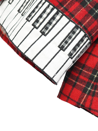 Unlogical Poem Vintage-style Cat Patch Embroidered Red Tartan Woolen Blazer