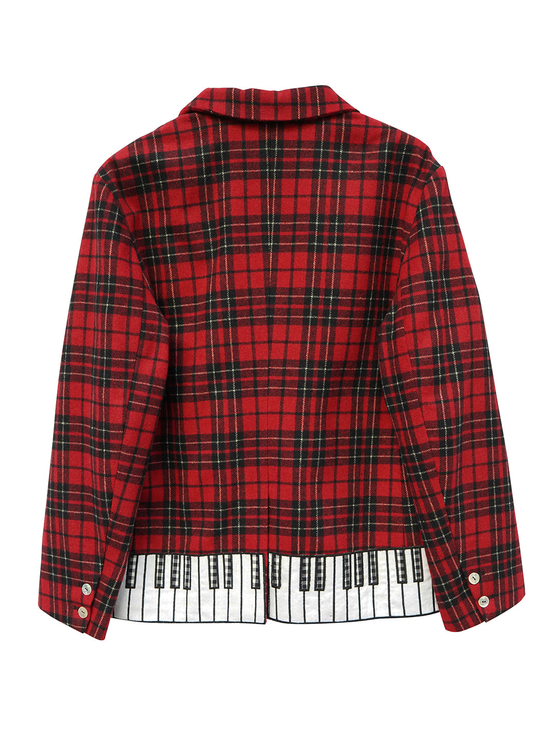 Unlogical Poem Vintage-style Cat Patch Embroidered Red Tartan Woolen Blazer