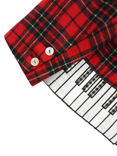 Unlogical Poem Vintage-style Cat Patch Embroidered Red Tartan Woolen Blazer