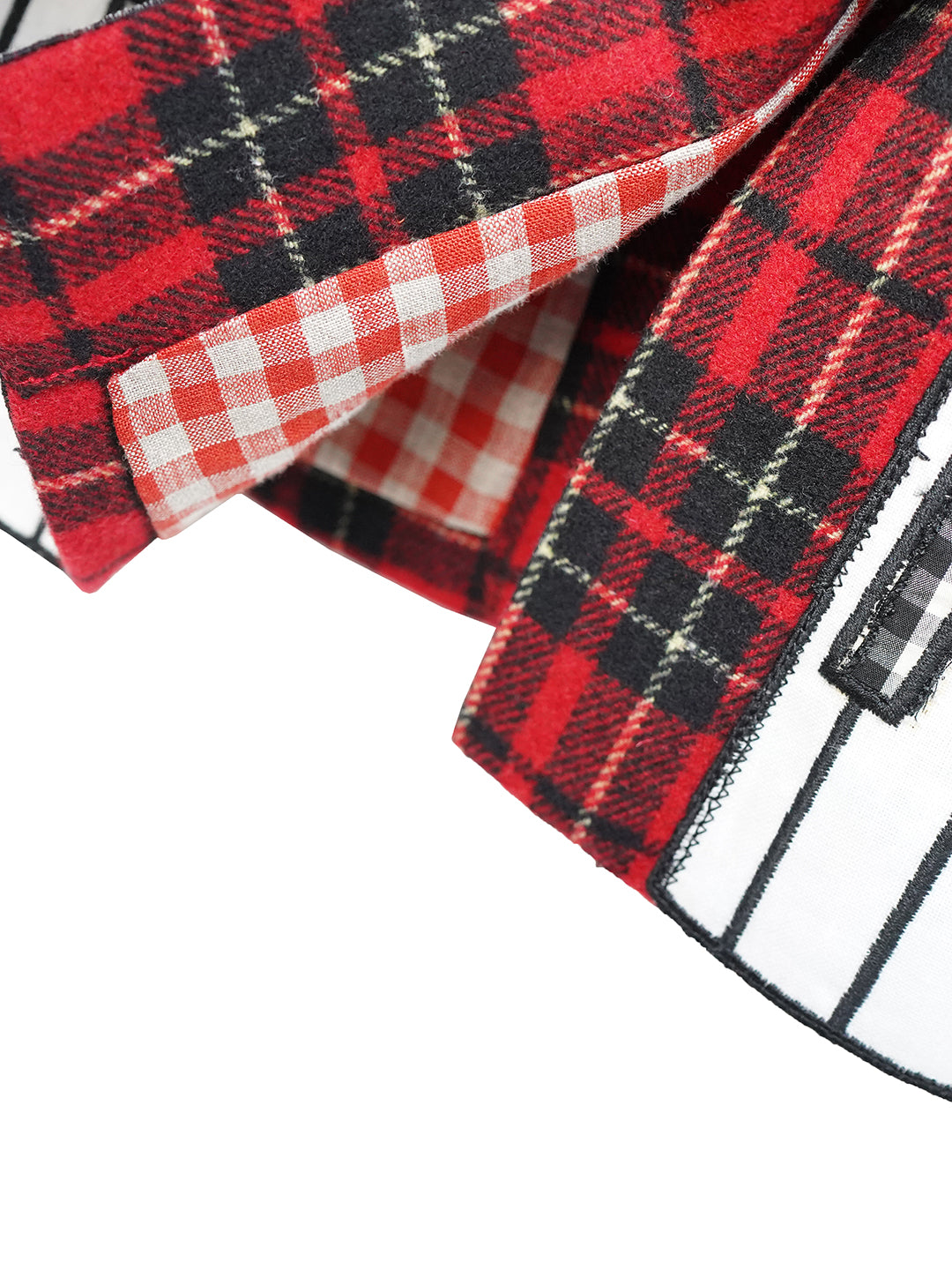 Unlogical Poem Vintage-style Cat Patch Embroidered Red Tartan Woolen Blazer