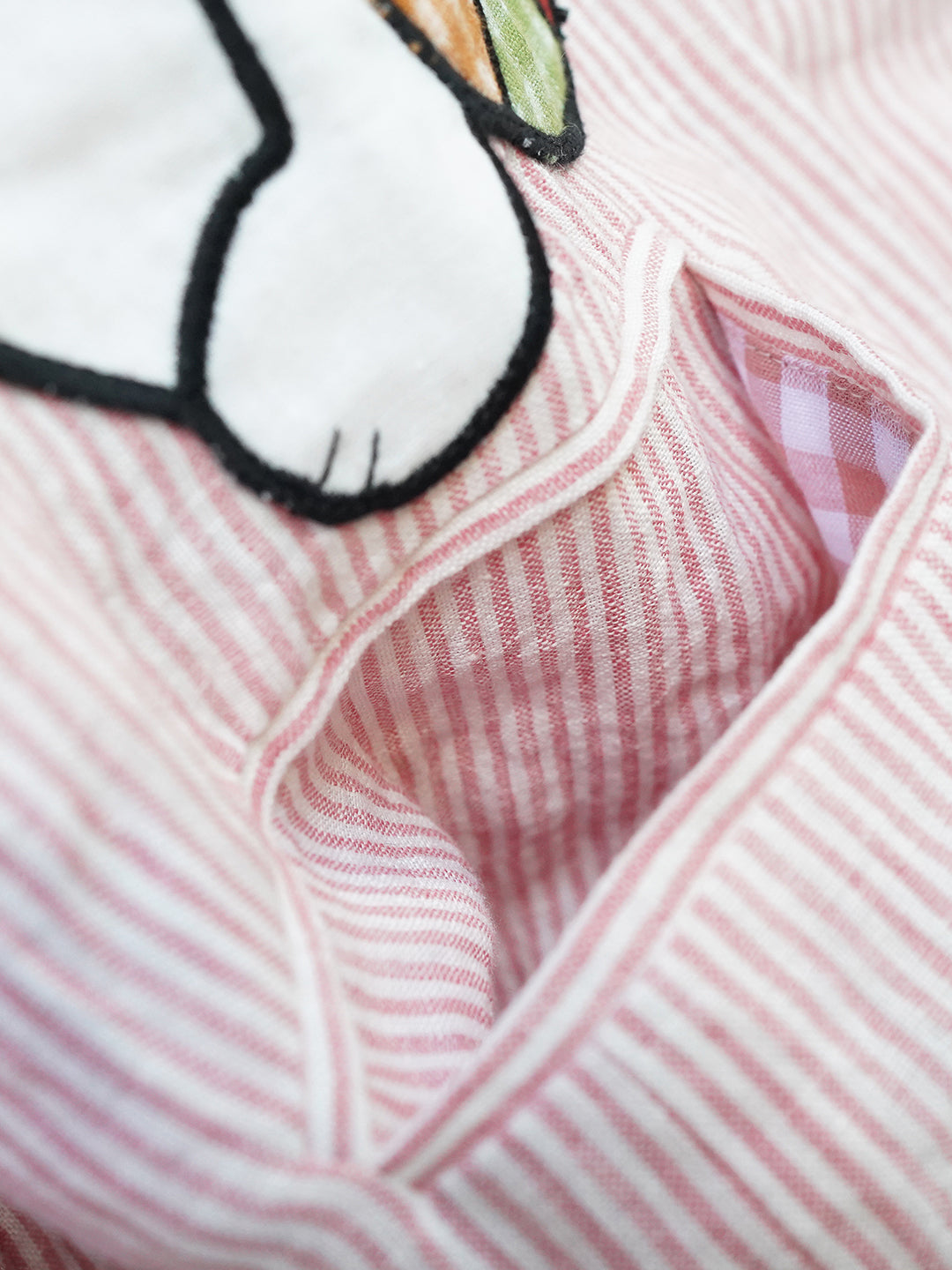 Unlogical Poem Vintage-style Cat Patch Embroidered Pink Striped Linen Blazer