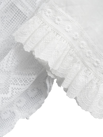 Unlogical Poem Vintage Style Poetry Embroidery Lace Ramie Dress Smock