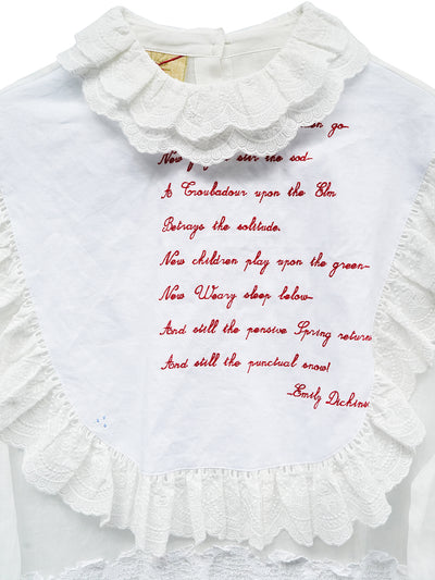 Unlogical Poem Vintage Style Poetry Embroidery Lace Ramie Dress Smock