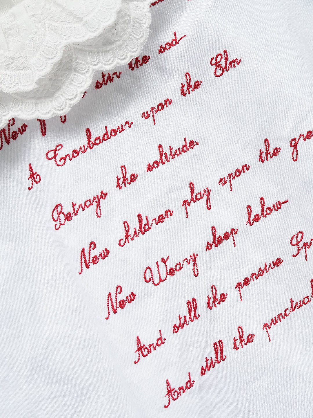 Unlogical Poem Vintage Style Poetry Embroidery Lace Ramie Dress Smock