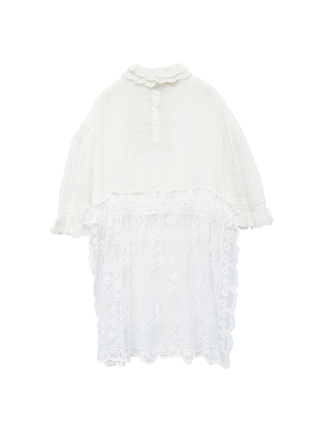 Unlogical Poem Vintage Style Poetry Embroidery Lace Ramie Dress Smock