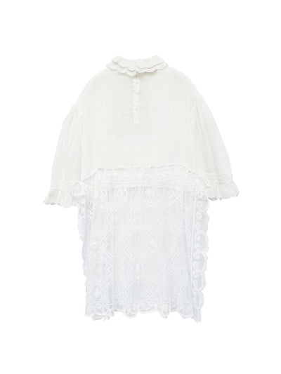 Unlogical Poem Vintage Style Poetry Embroidery Lace Ramie Dress Smock