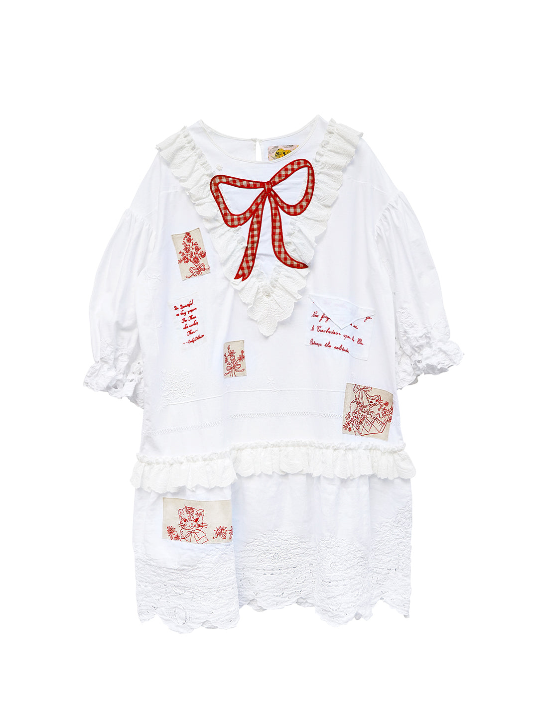 Unlogical Poem Poetry Embroidery Patchwork Cotton Dress