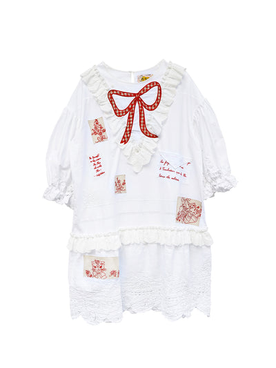 Unlogical Poem Poetry Embroidery Patchwork Cotton Dress
