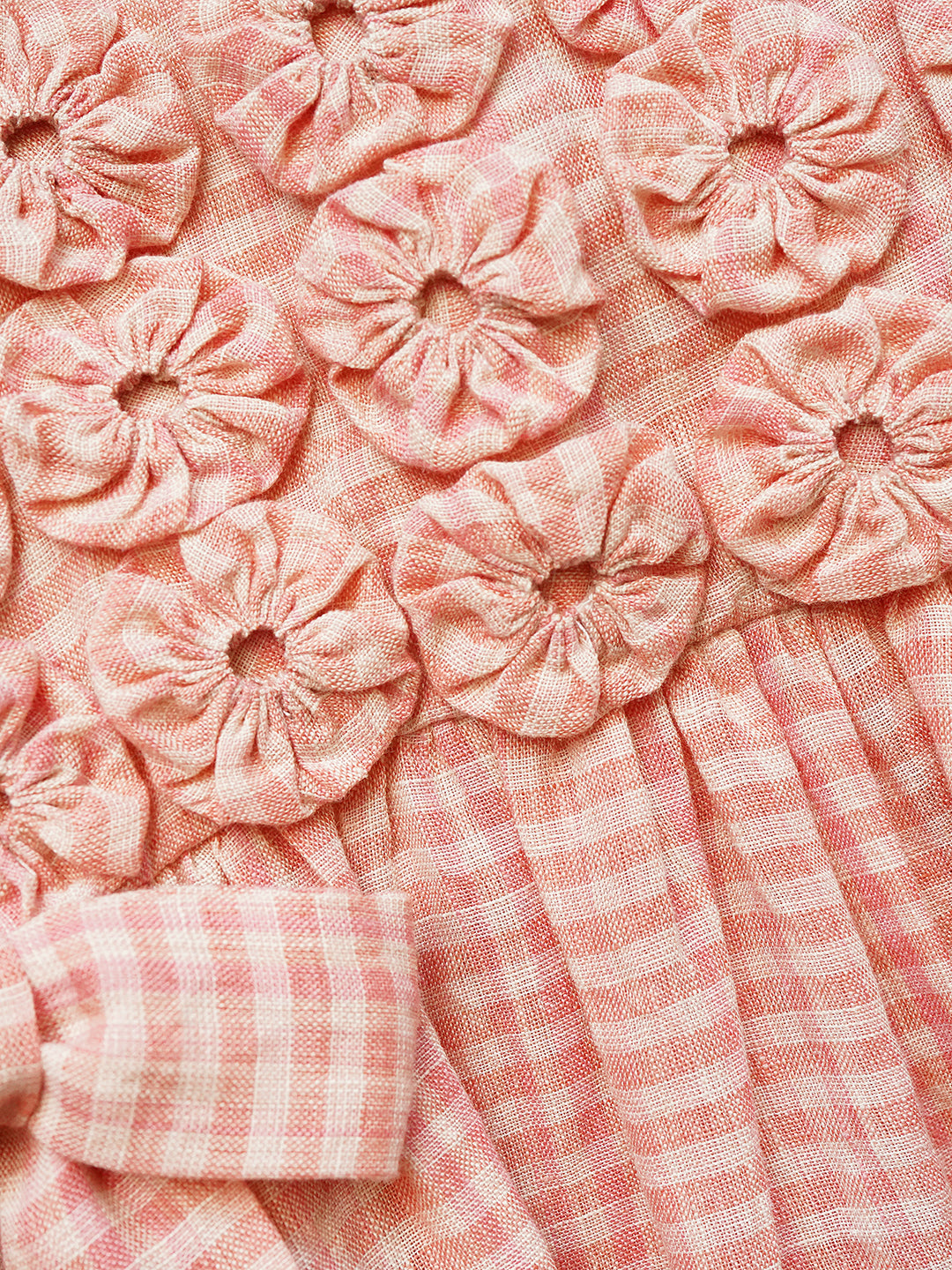 Unlogical Poem Handmade Yoyo Flower Bow Piano Embroidered Linen Bud Dress