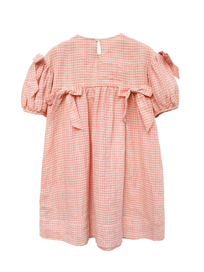 Unlogical Poem Handmade Yoyo Flower Bow Piano Embroidered Linen Bud Dress