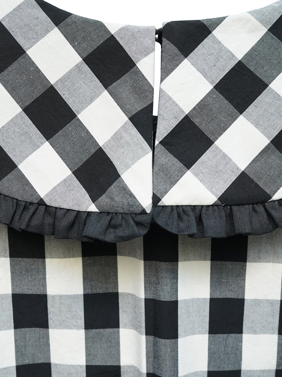 Unlogical Poem Retro-style Cat Embroidered Gingham Gigot Sleeve Flax Dress