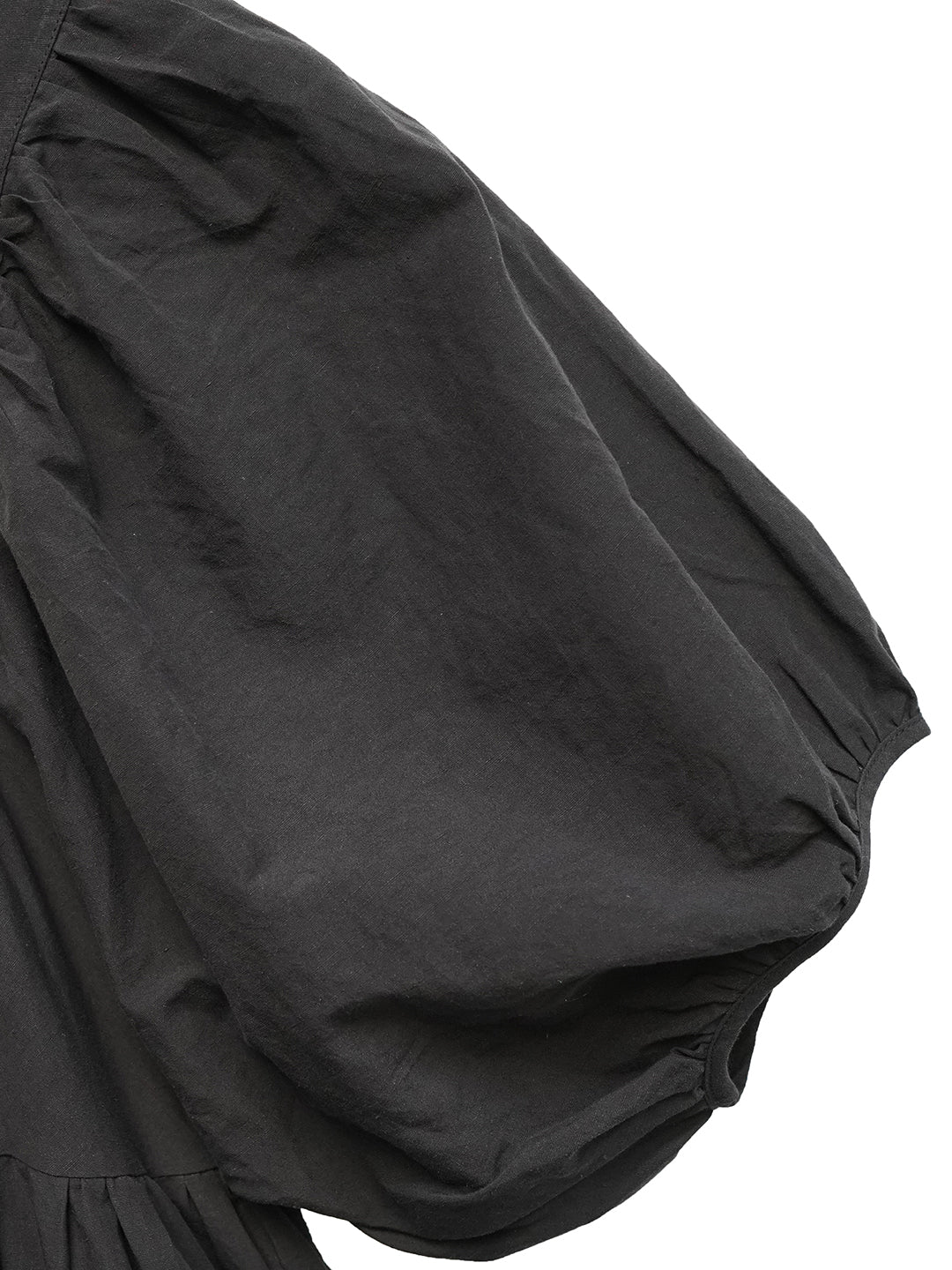 Unlogical Poem Cat and Piano Embroidered Black Hemp Dress