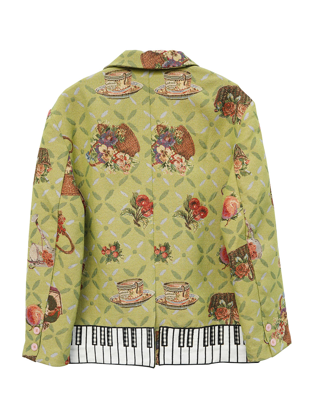 Unlogical Poem Cat Embroidered Illustration Printed Yarn-dyed Blazer