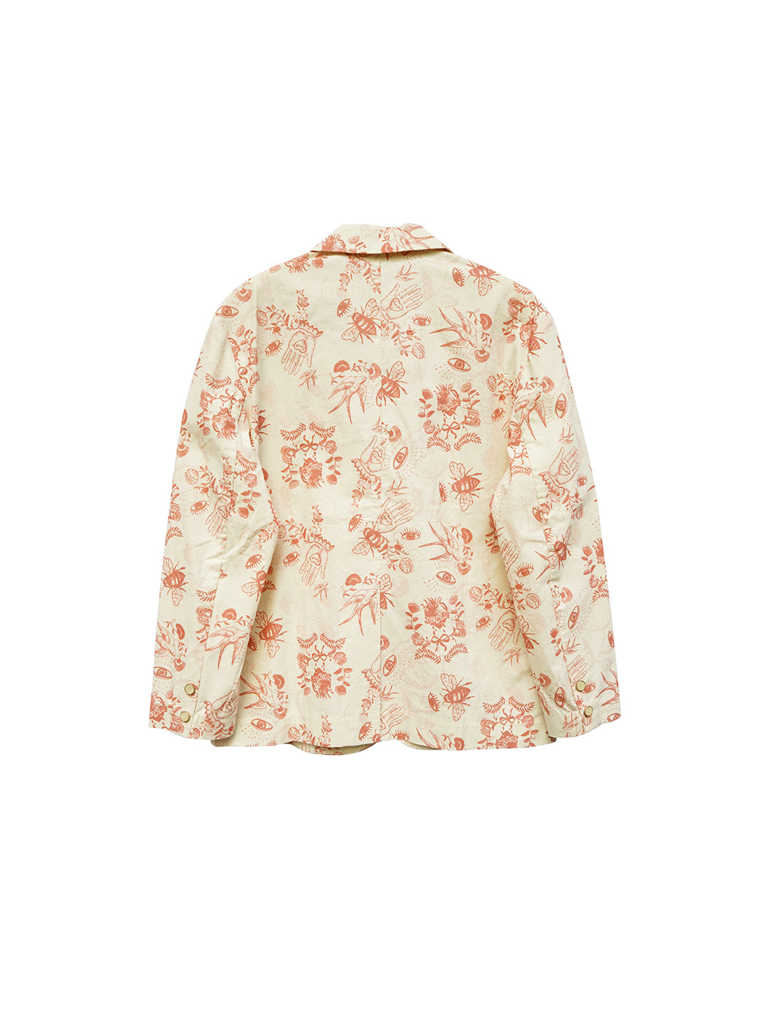 Unlogical Poem Cat Embroidered Illustration Printed Cotton Blazer