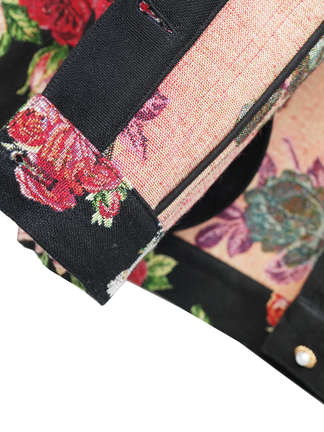 Unlogical Poem Cat Embroidered Rose Yarn-dyed Jacket