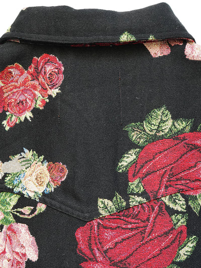 Unlogical Poem Cat Embroidered Rose Yarn-dyed Jacket