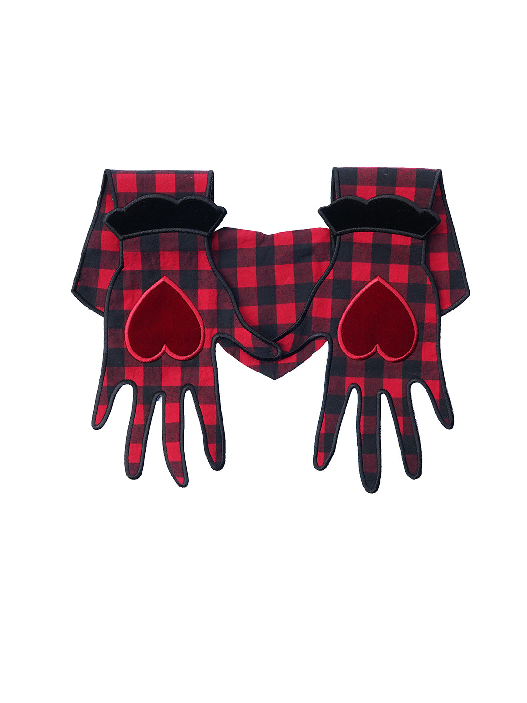 Unlogical Poem Hand Shaped Velvet Gingham Falsecollar Scarf