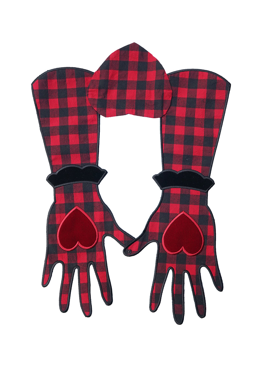 Unlogical Poem Hand Shaped Velvet Gingham Falsecollar Scarf