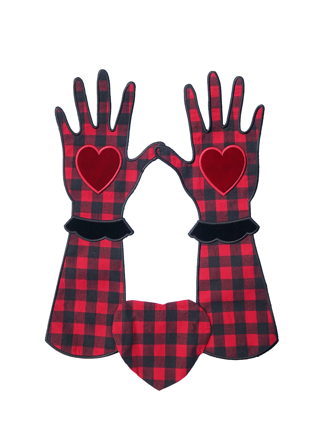 Unlogical Poem Hand Shaped Velvet Gingham Falsecollar Scarf