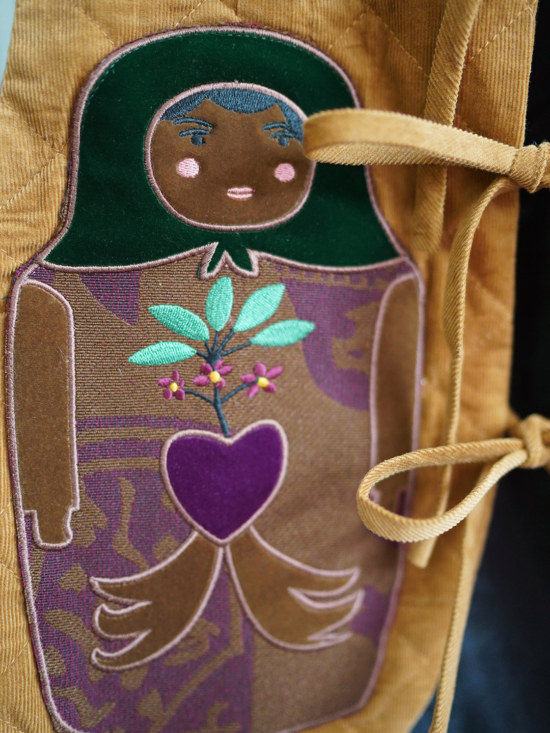 Unlogical Poem Doll Patchwork Embroidered Yellow Quilted Vest