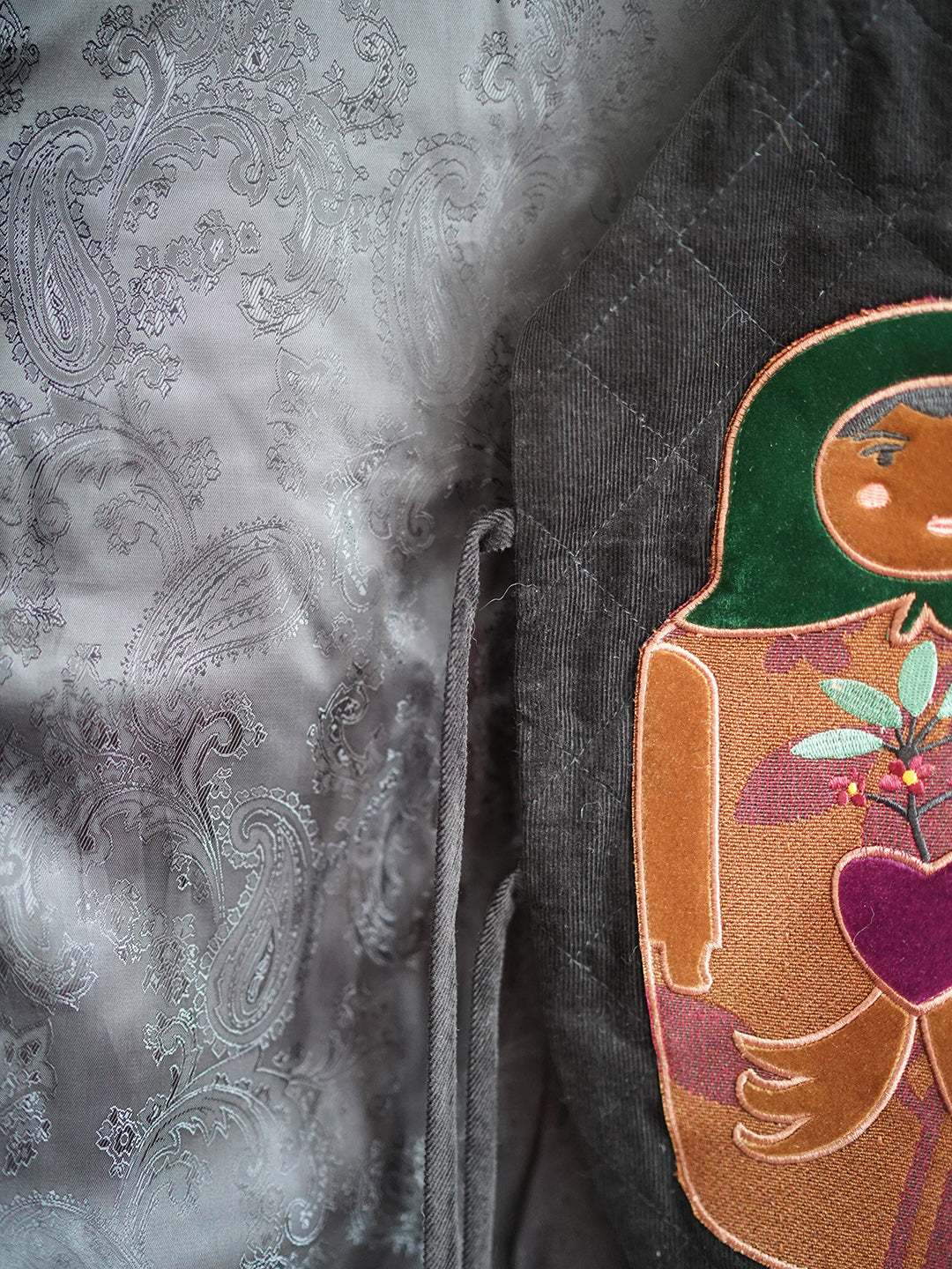 Unlogical Poem Doll Patchwork Embroidered Quilted Vest