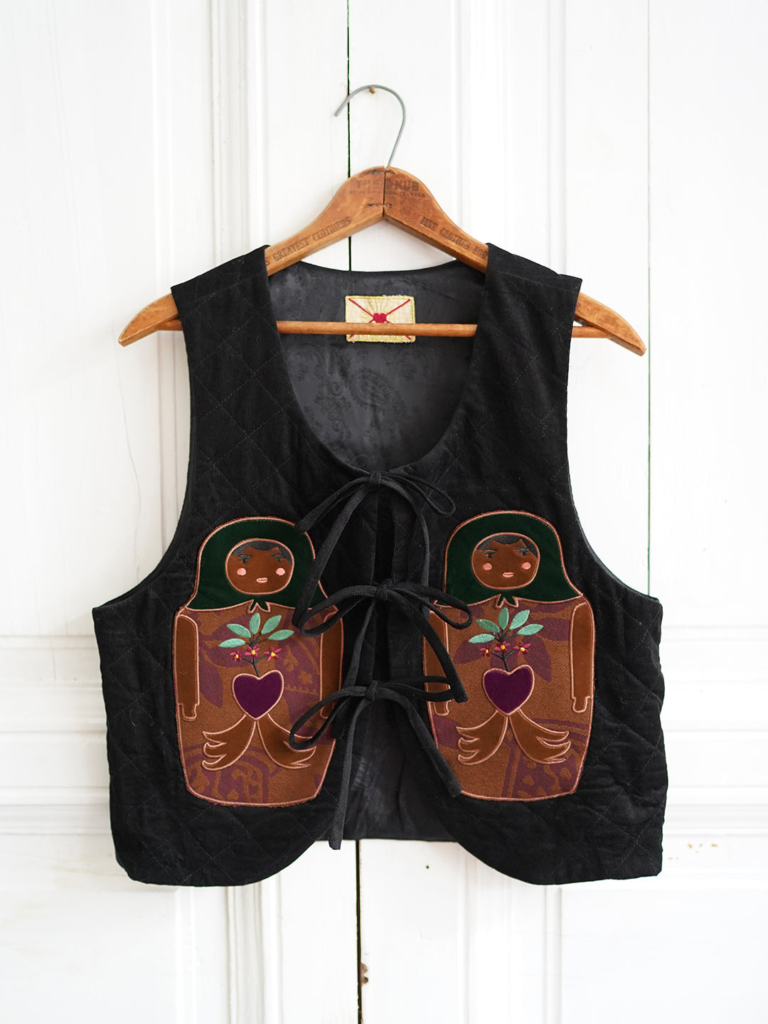 Unlogical Poem Doll Patchwork Embroidered Quilted Vest