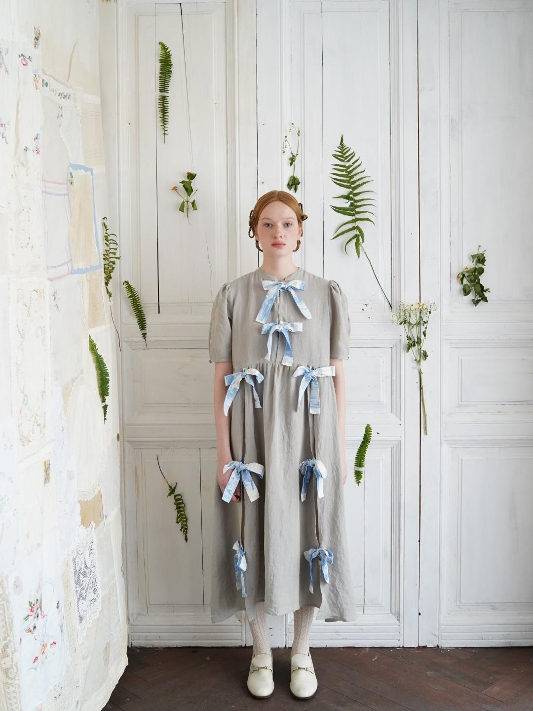 Unlogical Poem Vintage-Style  Lace-Up Bow Long Dress