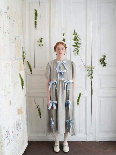 Unlogical Poem Vintage-Style  Lace-Up Bow Long Dress