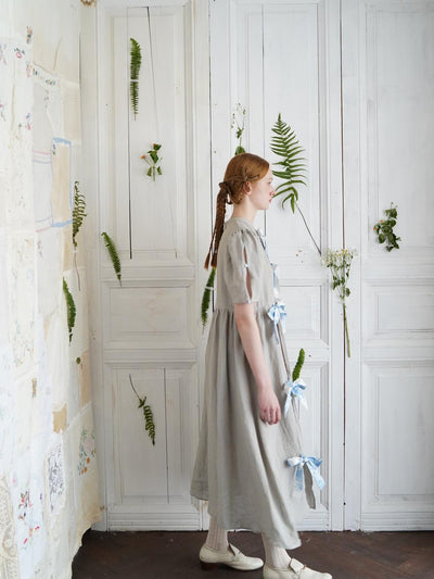 Unlogical Poem Vintage-Style  Lace-Up Bow Long Dress