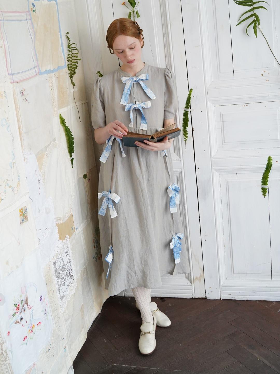 Unlogical Poem Vintage-Style  Lace-Up Bow Long Dress