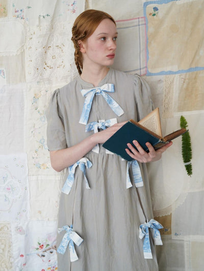 Unlogical Poem Vintage-Style  Lace-Up Bow Long Dress