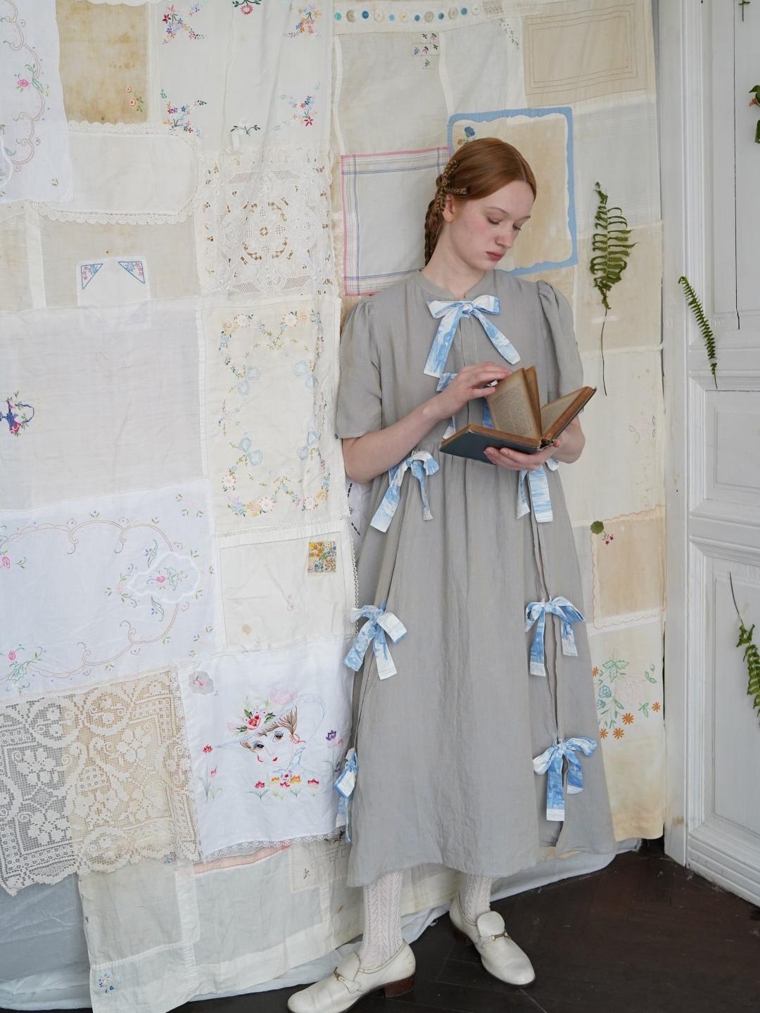Unlogical Poem Vintage-Style  Lace-Up Bow Long Dress