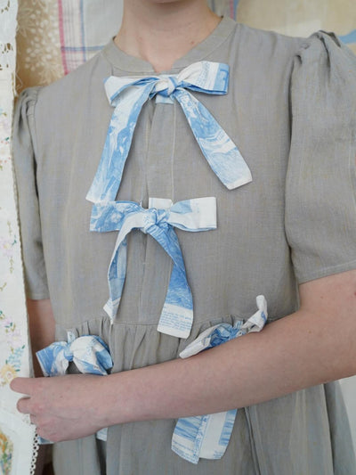 Unlogical Poem Vintage-Style  Lace-Up Bow Long Dress