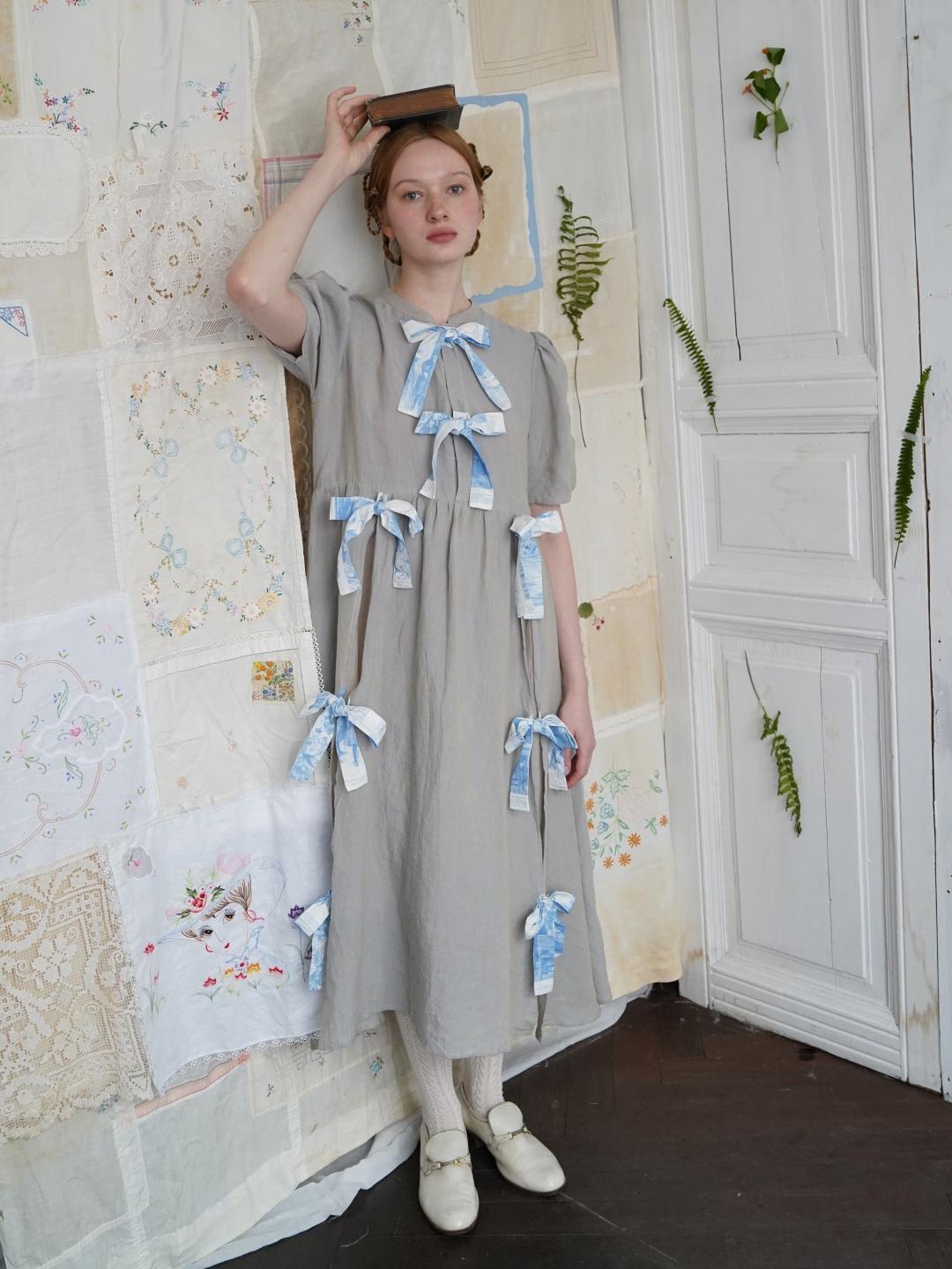 Unlogical Poem Vintage-Style  Lace-Up Bow Long Dress