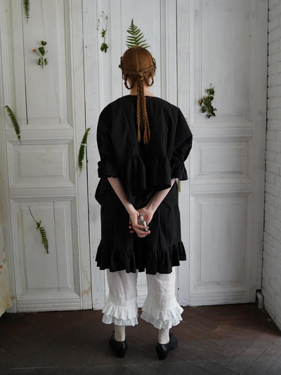 Unlogical Poem  Poetic Embroidered Ruffle Top with Batwing Sleeves