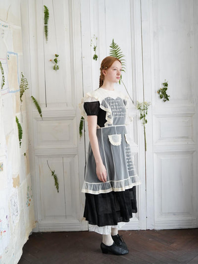 Unlogical Poem Victorian-Style Lace Embroidered Mesh Apron