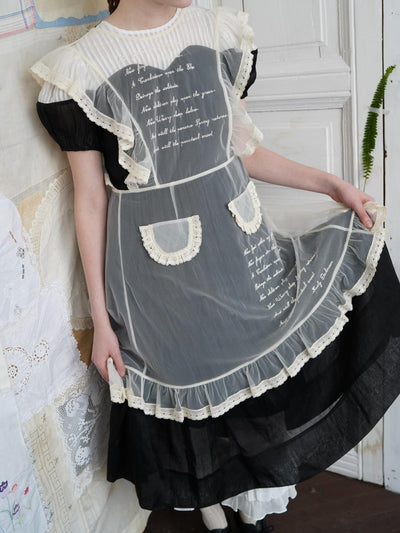 Unlogical Poem Victorian-Style Lace Embroidered Mesh Apron