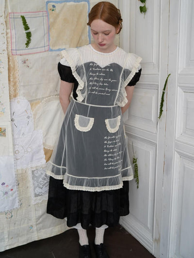 Unlogical Poem Victorian-Style Lace Embroidered Mesh Apron